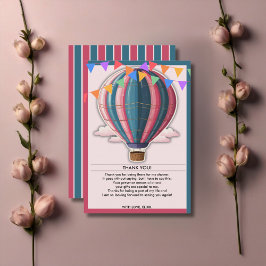 Cartão De Agradecimento Aventura Aguarda Chá de fraldas Azul Festivo Rosa