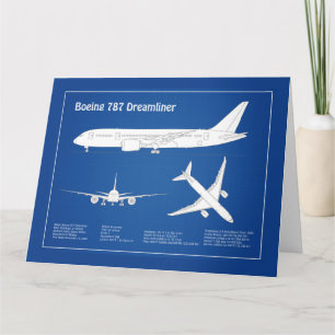 Cartão De Agradecimento Avião 787 - Plano de desenho do avião ABD