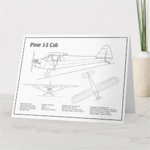 Cartão De Agradecimento Avião-Cub - Planos de avião em Blueprint BD
