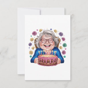 Cartão De Agradecimento Avó de Óculos Felizes Gráfico de Aniversário
