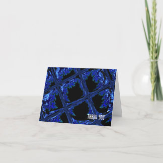 Cartão De Agradecimento Azul Abstrato e Preto Obrigado