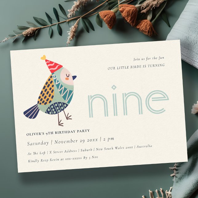 Cartão De Agradecimento Azul-aquático bonito, qualquer dia, 9 de aniversár (Criador carregado)