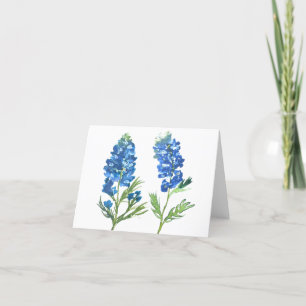 Cartão De Agradecimento Azul Boninas Floral Texas vintage aquarela