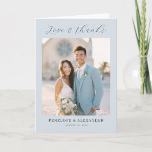 Cartão De Agradecimento Azul Claro Minimalista Foto Alegre