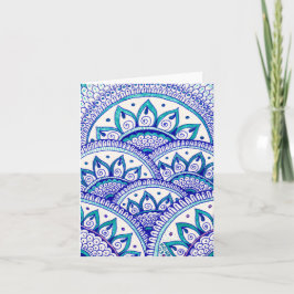 Cartão De Agradecimento Azul de Pavão Damask Mandala Indiano Obrigado
