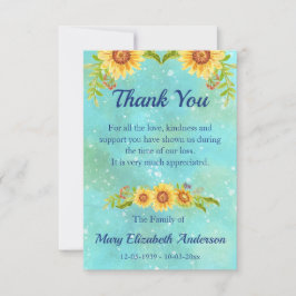 Cartão De Agradecimento Azul de Sobreposição Floral de Aquarela