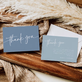 Cartão de Agradecimento Azul Desbotado Minimalista