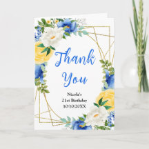 Azul e Amarelo Floral Aniversário