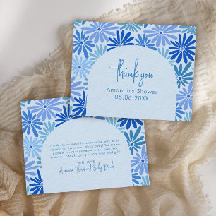 Cartão De Agradecimento Azul e Teal - Groové Floral Flat