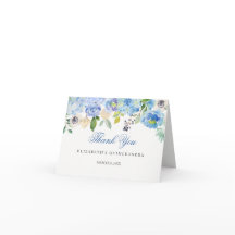 Cartão de Agradecimento Azul Elegante Floral Quinc