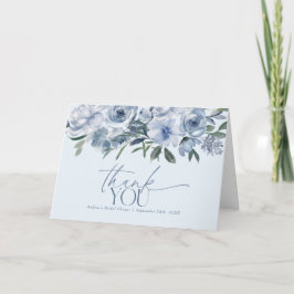 Cartão De Agradecimento Azul Empoeirado Floral