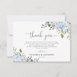 Cartão De Agradecimento Azul Empoeirado Floral Eucalipto Casamento Agradec