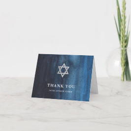 Cartão De Agradecimento Azul-Escuro Bar De Olhar Mitzvah Obrigado