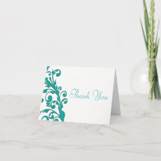 Cartão De Agradecimento Azul Floral Elegante