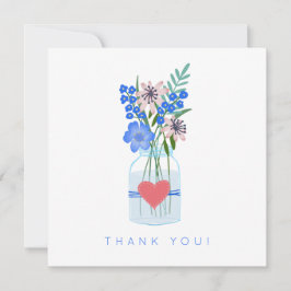 Cartão De Agradecimento Azul Floral Rústico Obrigado