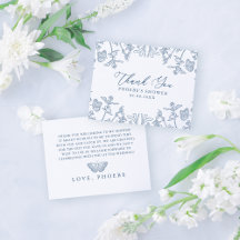 Azul Francês Chinoiserie Floral Chá de Noiva Reto