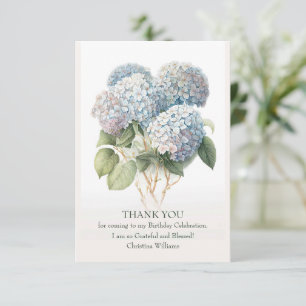 Cartão De Agradecimento Azul Hydragea Floral Elegante Design
