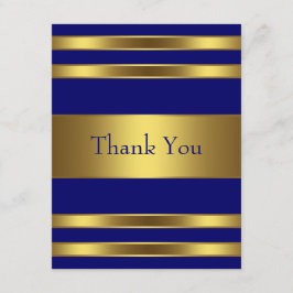 Cartão de Agradecimento Azul Marinho Dourado