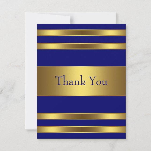 Cartão de Agradecimento Azul Marinho Dourado (Frente)