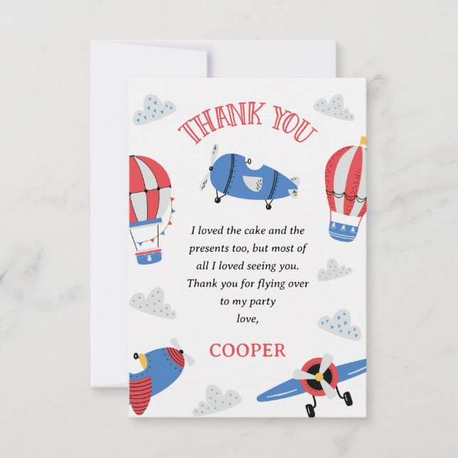 Cartão De Agradecimento Azul moderno como o tempo voa primeiro aniversario (Frente)