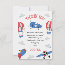 Cartão De Agradecimento Azul moderno como o tempo voa primeiro aniversario