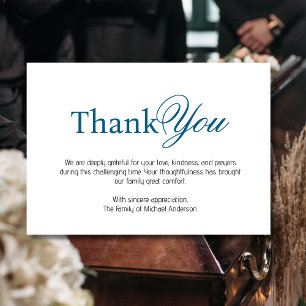 Cartão De Agradecimento Azul oceano elegante Funeral de Simpatia Tradicion