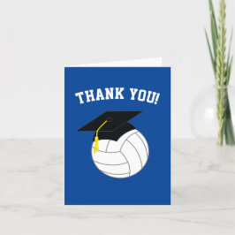 Cartão De Agradecimento Azul para Graduação de Voleibol