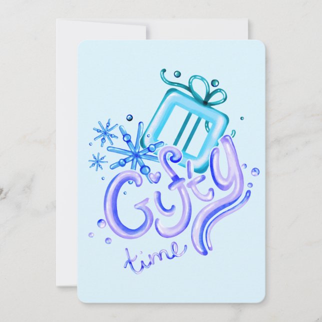 Cartão de Agradecimento Azul Roxo de Inverno com F (Frente)