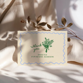 Cartão De Agradecimento Azul Verde Caprichoso Manuscrito