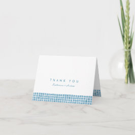 Cartão De Agradecimento Azulejo azul grego simples casamento elegante