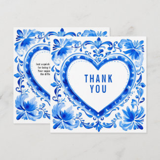 Cartão De Agradecimento 💙Azulejo Heart Thank‑You Tile