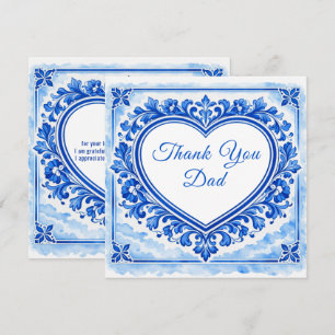 Cartão De Agradecimento 💙Azulejo Heart Thank‑You Tile