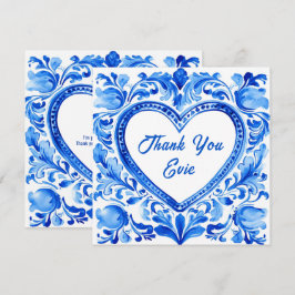 Cartão De Agradecimento 💙Azulejo Heart Thank‑You Tile