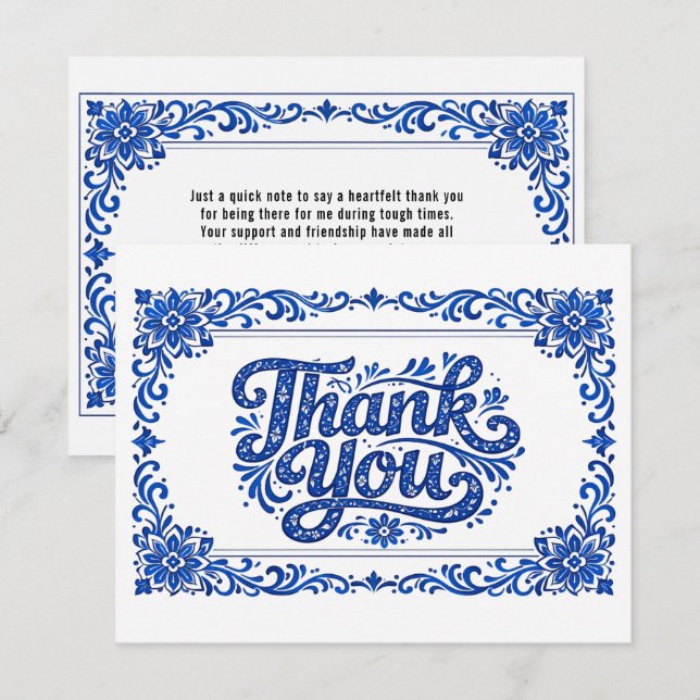 Cartão De Agradecimento 💙Azulejo Heart Thank‑You Tile (Frente/Verso)