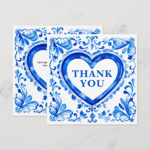 Cartão De Agradecimento 💙Azulejo Heart Thank‑You Tile