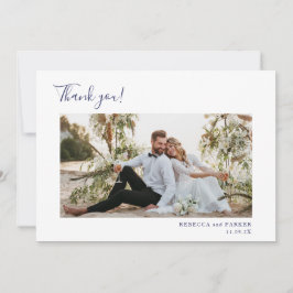 Cartão De Agradecimento Azulejos azuis elegante Casamento Obrigado foto