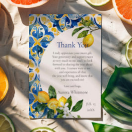 Cartão De Agradecimento Azulejos mediterrânicos Lemon 25 Birthday