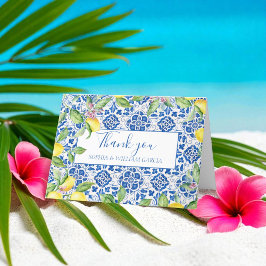 Cartão De Agradecimento Azulejos Portugueses Lemons Casamento Floral Obrig