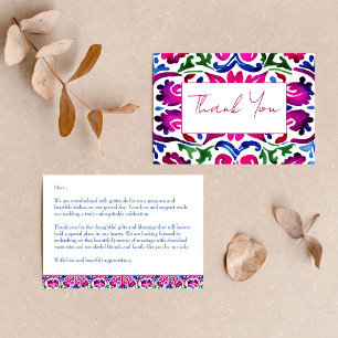 Cartão De Agradecimento Azulejos Talavera mexicanos rosa azul casamento ag