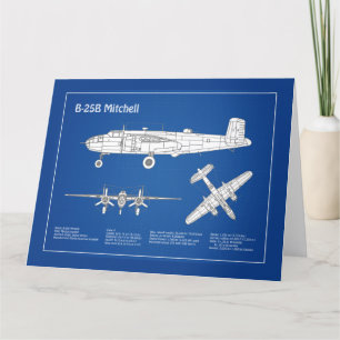 Cartão De Agradecimento B-25B Mitchell Doolittle - Airplane Blueprint ABD