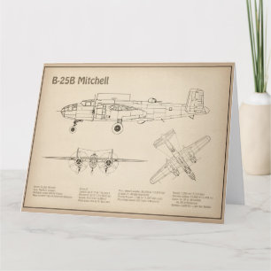 Cartão De Agradecimento B-25B Mitchell Doolittle - Avião Blueprint SD