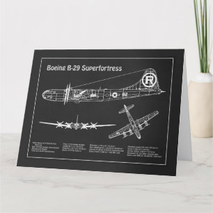 Cartão De Agradecimento B-29 Superfortaleza - Planos de Impressão de Avião
