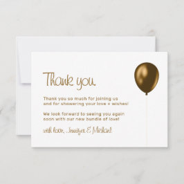 Cartão De Agradecimento Baby Balloon Bronze Gold Thank You