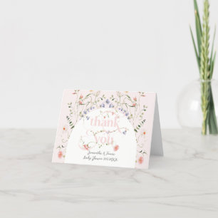Cartão De Agradecimento Baby Blodflower Girl Link Chá de fraldas Rosa