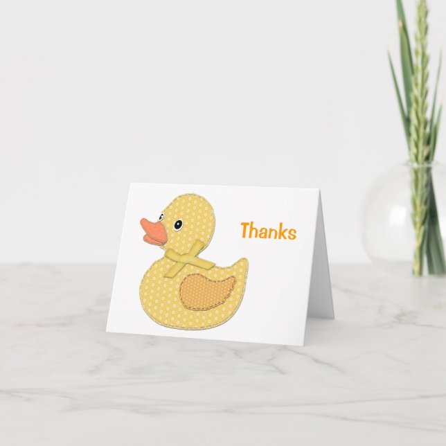 Cartão De Agradecimento Baby Duck Applique Yellow, Obrigados (Frente)