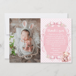 Cartão De Agradecimento Baby Girl Baby Shower Thank You Card with Photo