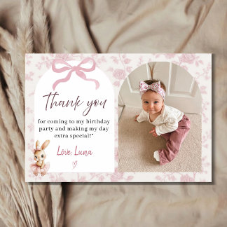 Cartão De Agradecimento Baby Girl Birthday Photo Thank You Card