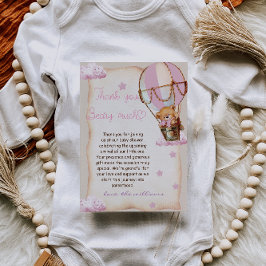 Cartão De Agradecimento Baby Girl Teddy Bear Rosa