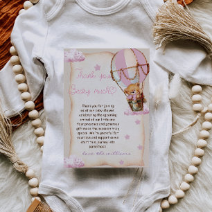 Cartão De Agradecimento Baby Girl Teddy Bear Rosa