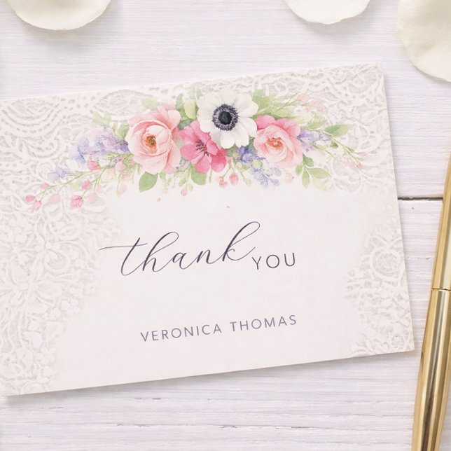 Cartão De Agradecimento Baby in Bloom Sweet Floral Baby Shower (Criador carregado)